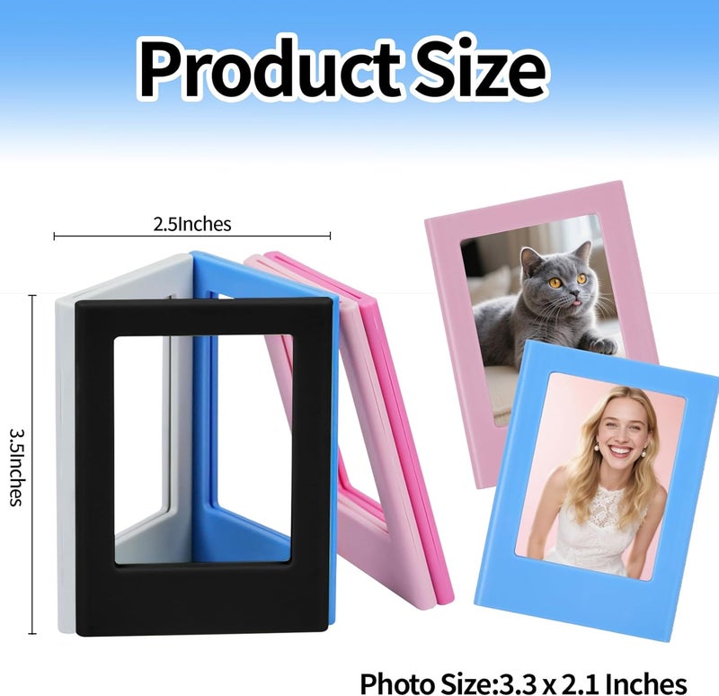 Gloxlite 12Pack Magnetic Picture Frame, Mini Picture Magnets 2.5x3.5 inches Picture Frame for Refrigerator, Small Size Magnetic Photo Frames, Magnetic Photo Frames for Refrigerator, School, Office(Photo Size-3.3 x2.1 inches) - Image 3
